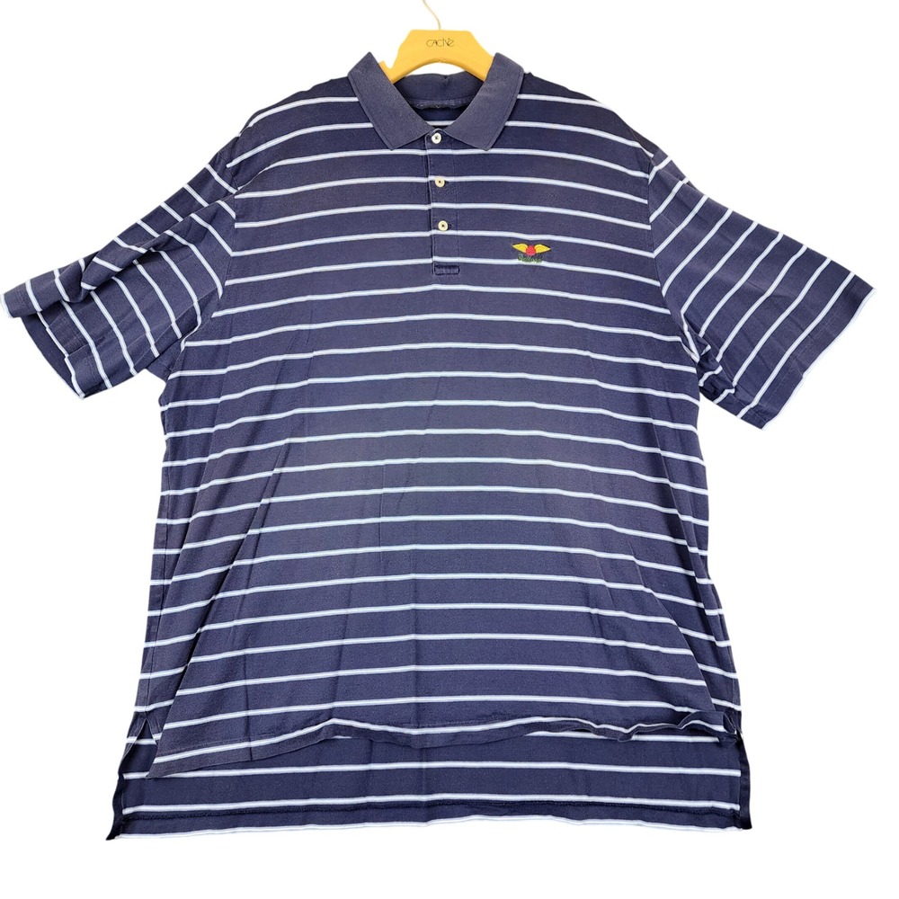 Polo Golf Ralph Lauren Mens XL Pima Cotton Striped Polo Shirt Baltusrol Blue